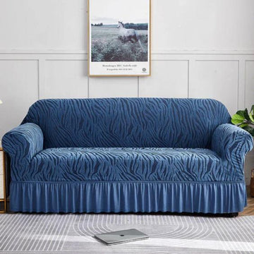 Zebra Velvet Turkish Sofa Cover - Blue